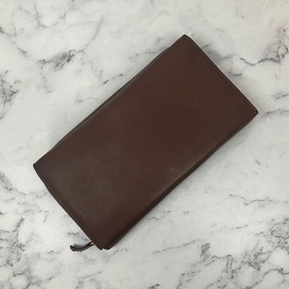 Mundi Brown Leather Checkbook Wallet NWOT